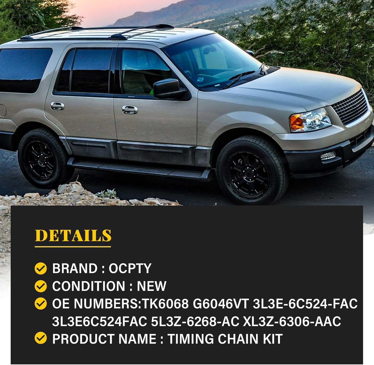 OCPTY Timing Chain Kit W/Tensioner fits for TK6068 2005-2008 for Ford Expedition;2004-2008 for Ford F-150;2005-2008 for Lincoln Navigator