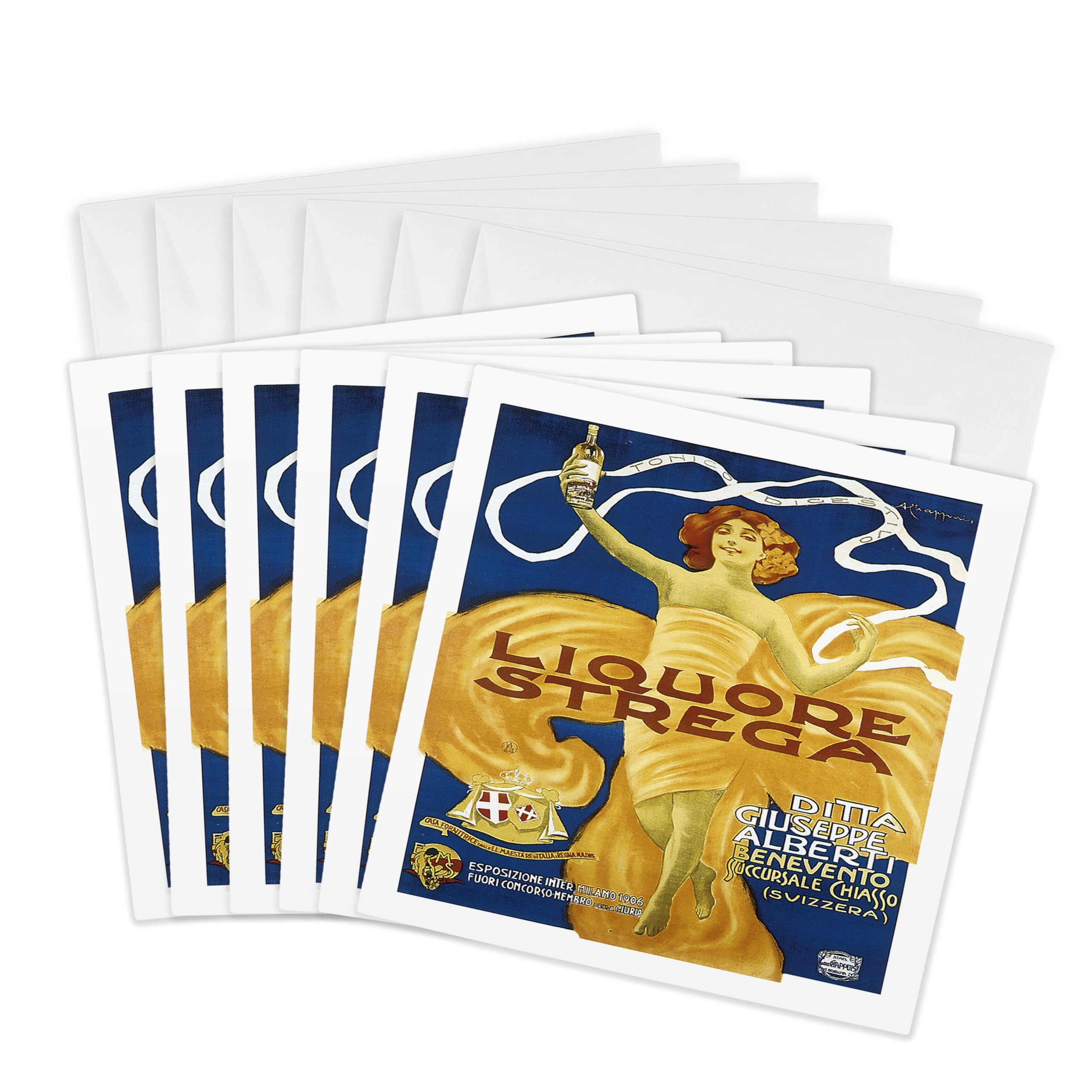 3dRose Greeting Cards - Vintage Liquore strega Ditta Giuseppe Alberti Advertising Poster - 6 Pack - BLN Vitage Wine, Beer and Spirits Advertising Posters