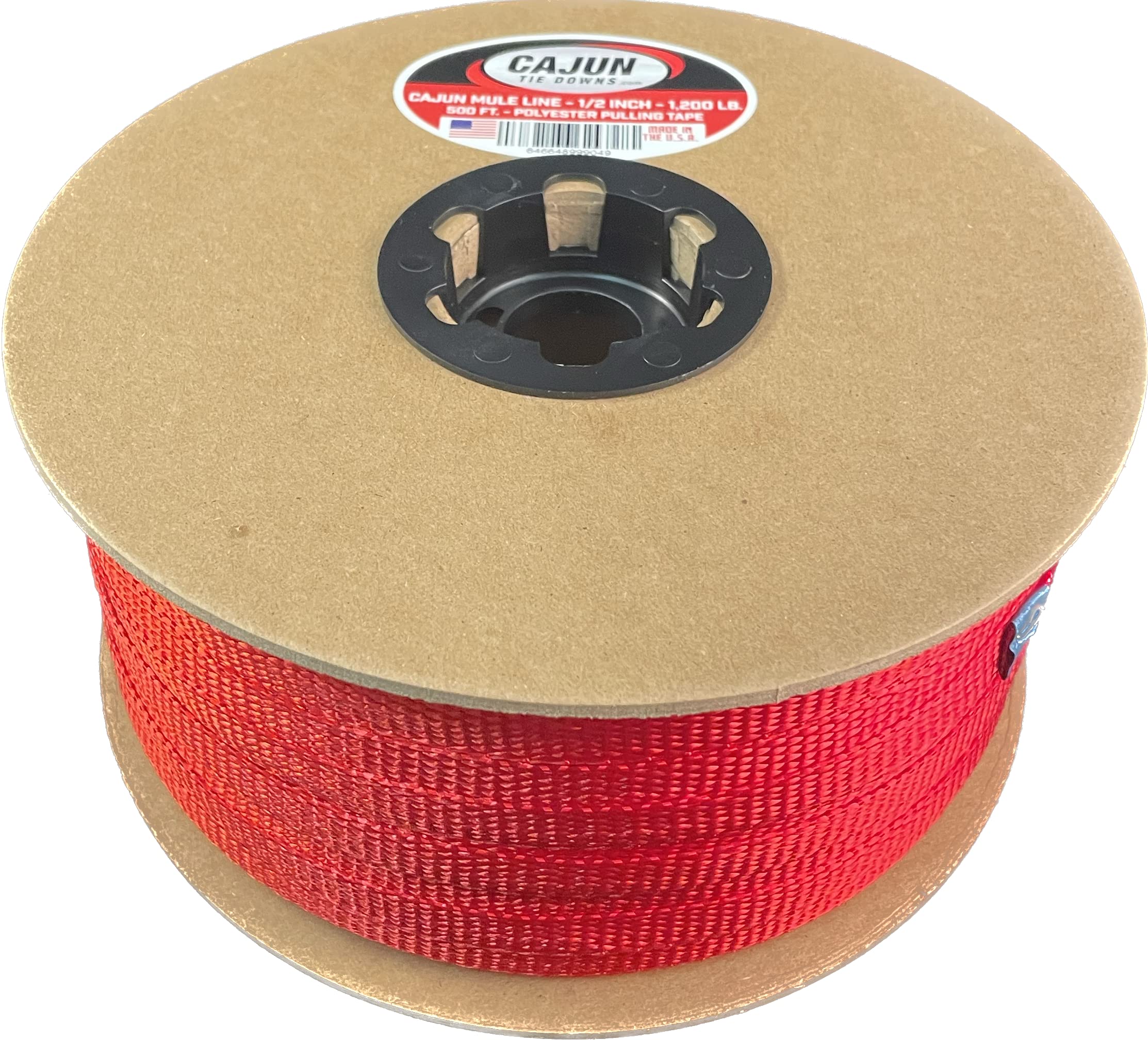 Cajun Pull Line - 1/2 Inch 1,200 lb. Polyester Pulling Tape - Made in USA (Red, 500)
