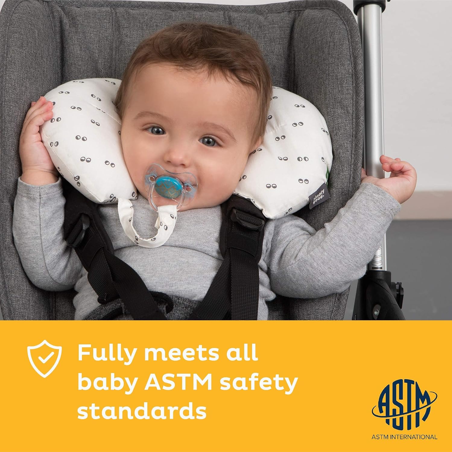 SIMPLY GOOD. Simple Good Baby Neck Cushion for Traveling. Small Size for Ages 012 Month (Grey