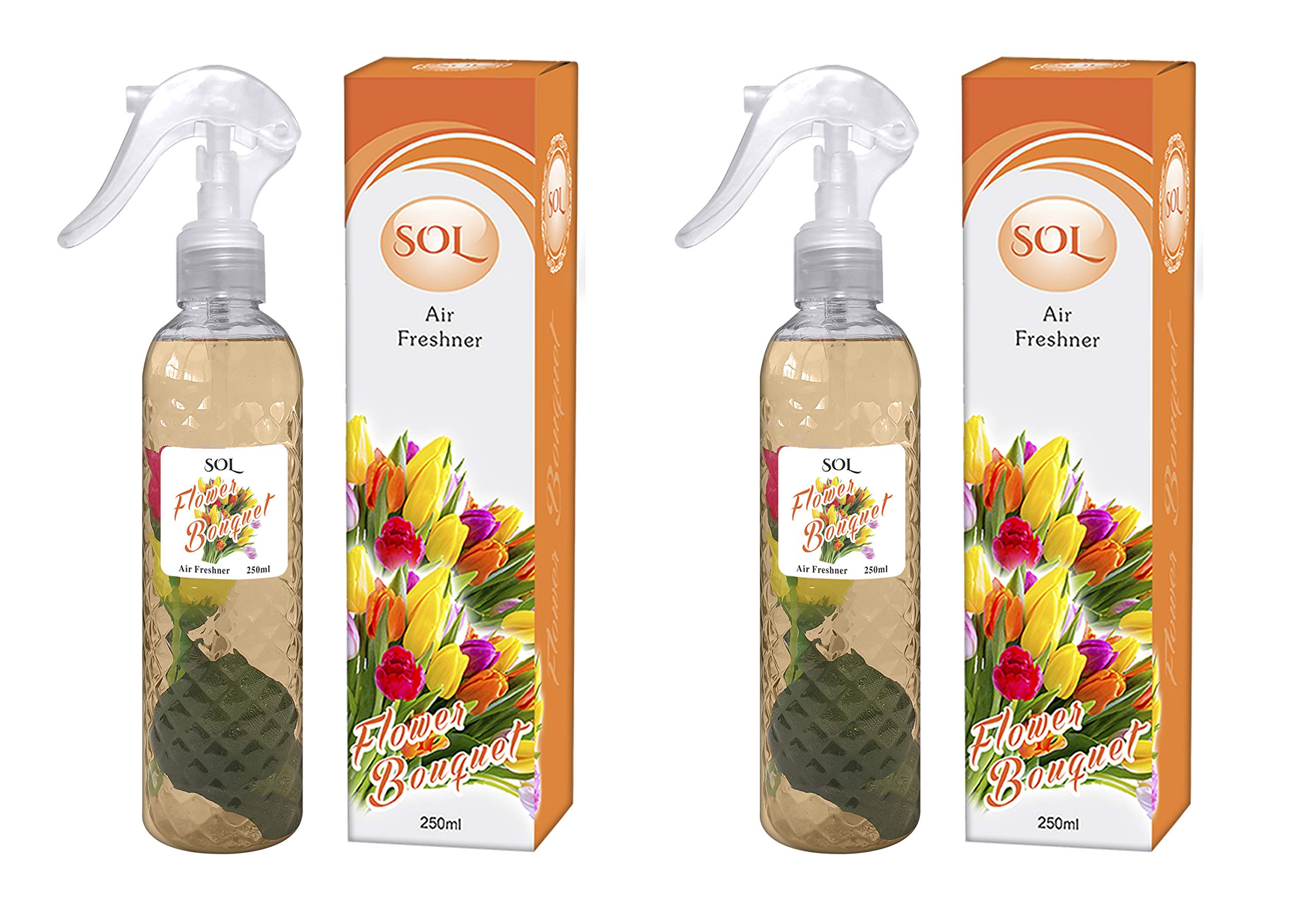 SOL Flower Bouquet Long Lasting Air Freshener Fragrance for Home Office Car & More - Combo Pack of 2 (2X250ml) - 500ml Total-image-10