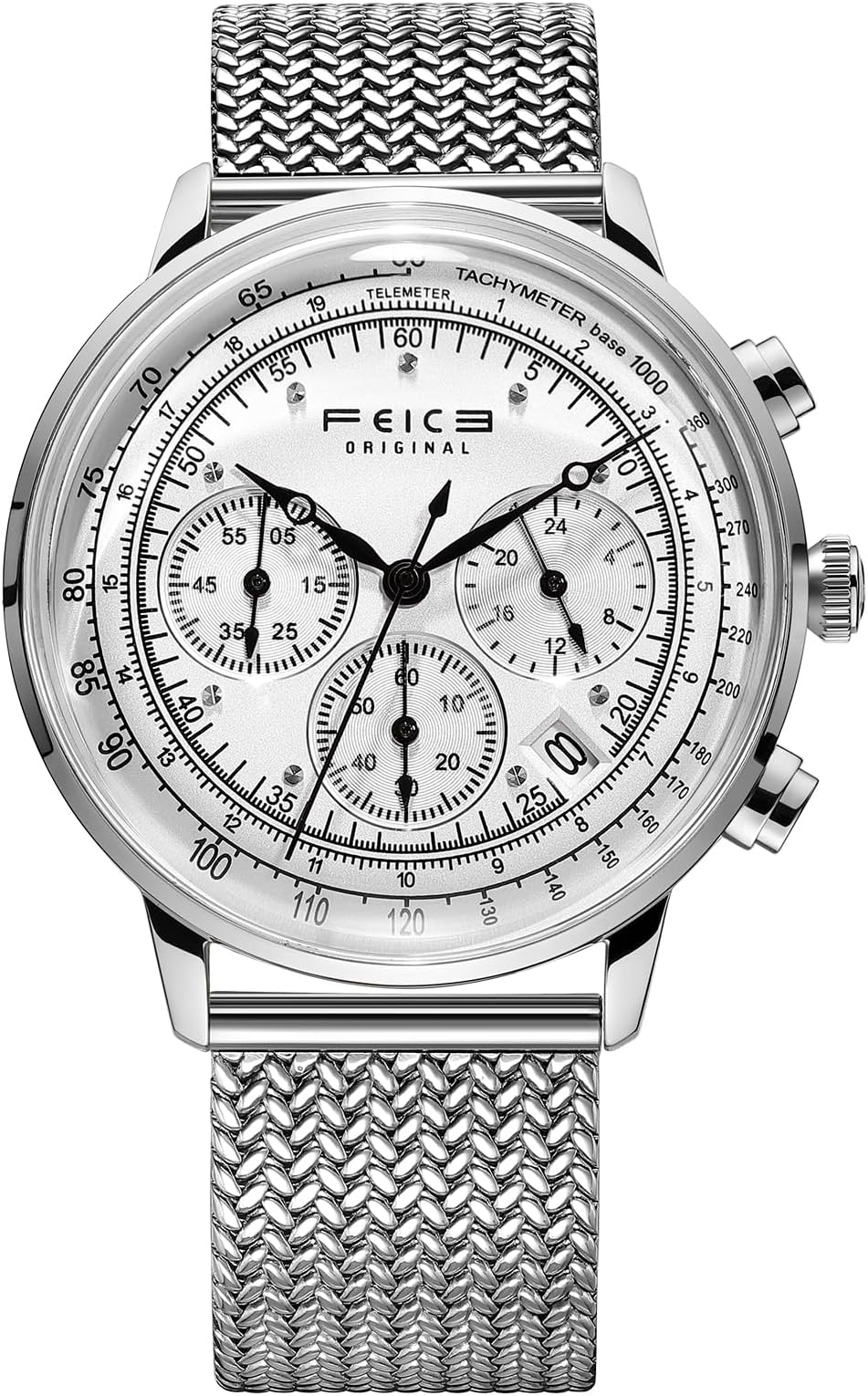 FEICEFEICE FS303 Men's Wrist Watch with Japanese Quartz Movement Leather Strap Water Resistant Date Multifuntion Display Retro Watch