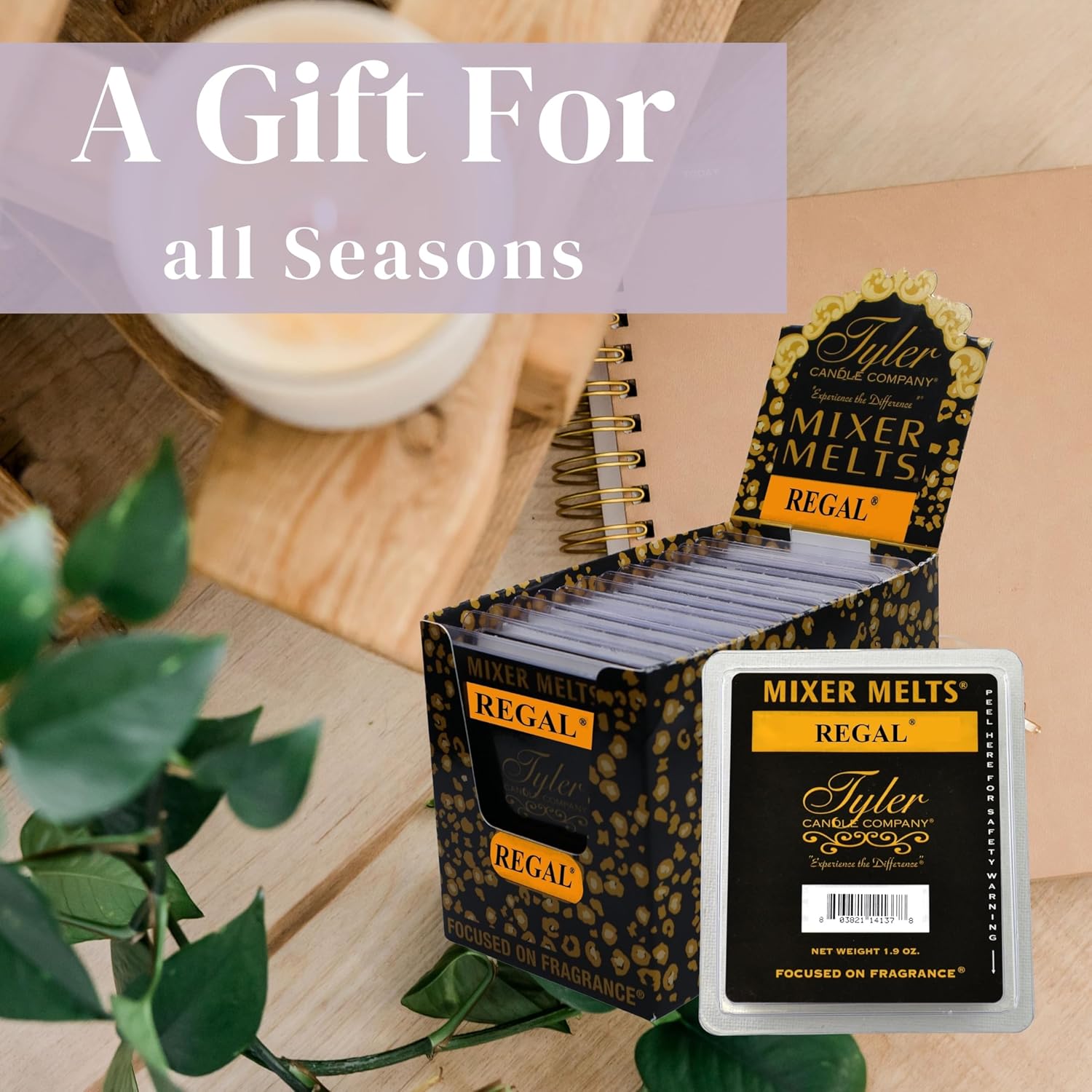 Worldwide Nutrition Bundle: Tyler Candle Company Regal Scent Wax Melts - Soy Wax Scented Mixer Melts with Essential Oils for Wax Warmer - Box of 14, 6 Bars per Melt and Multi-Purpose Keychain