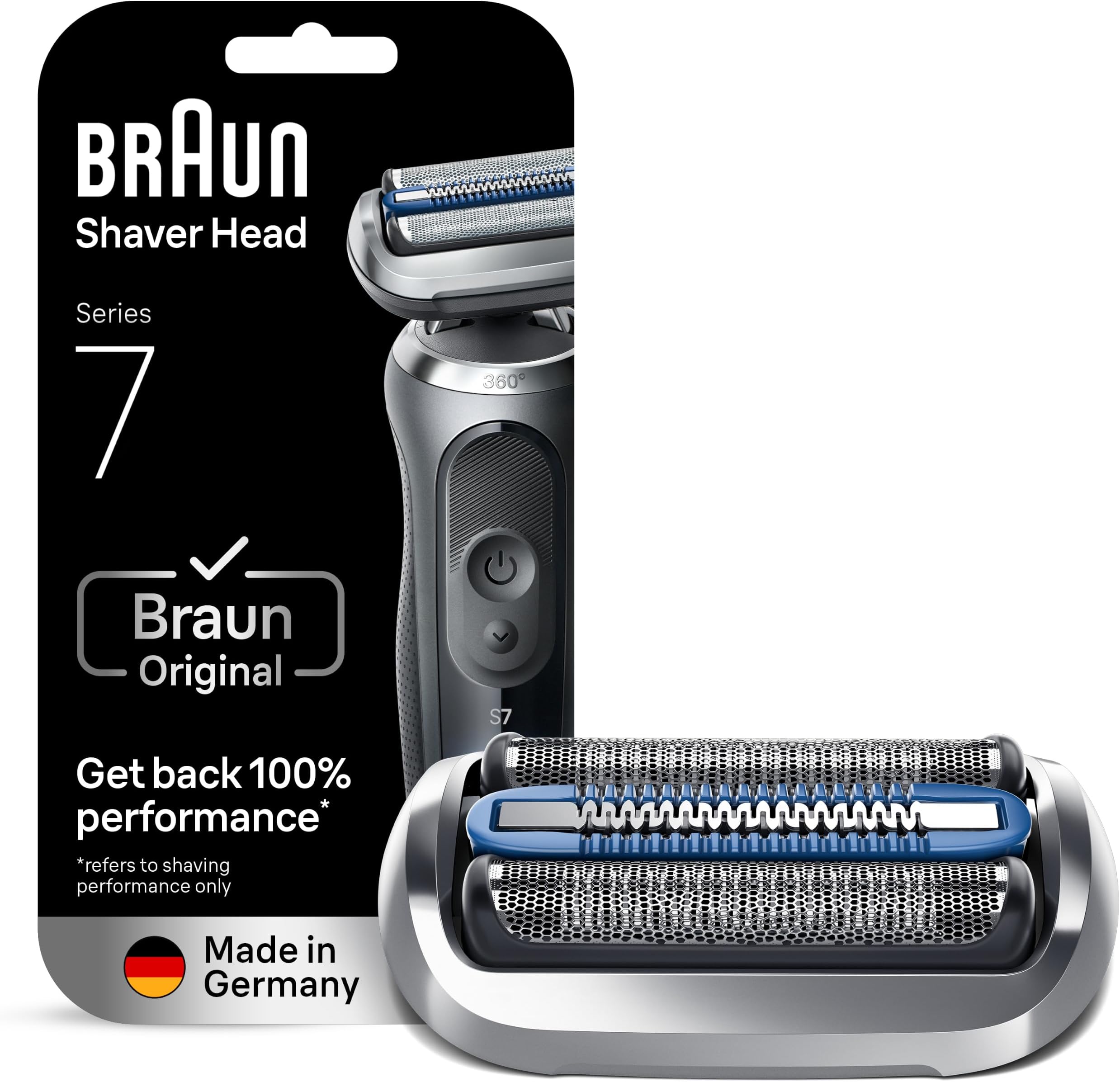 Braun Series 7 Electric Shaver Replacement Head, Easily Attach Your Shaver Head for a Shave as efficient as Day one, Compatible with New Generation Series 7 Shavers, 74S, Silver
