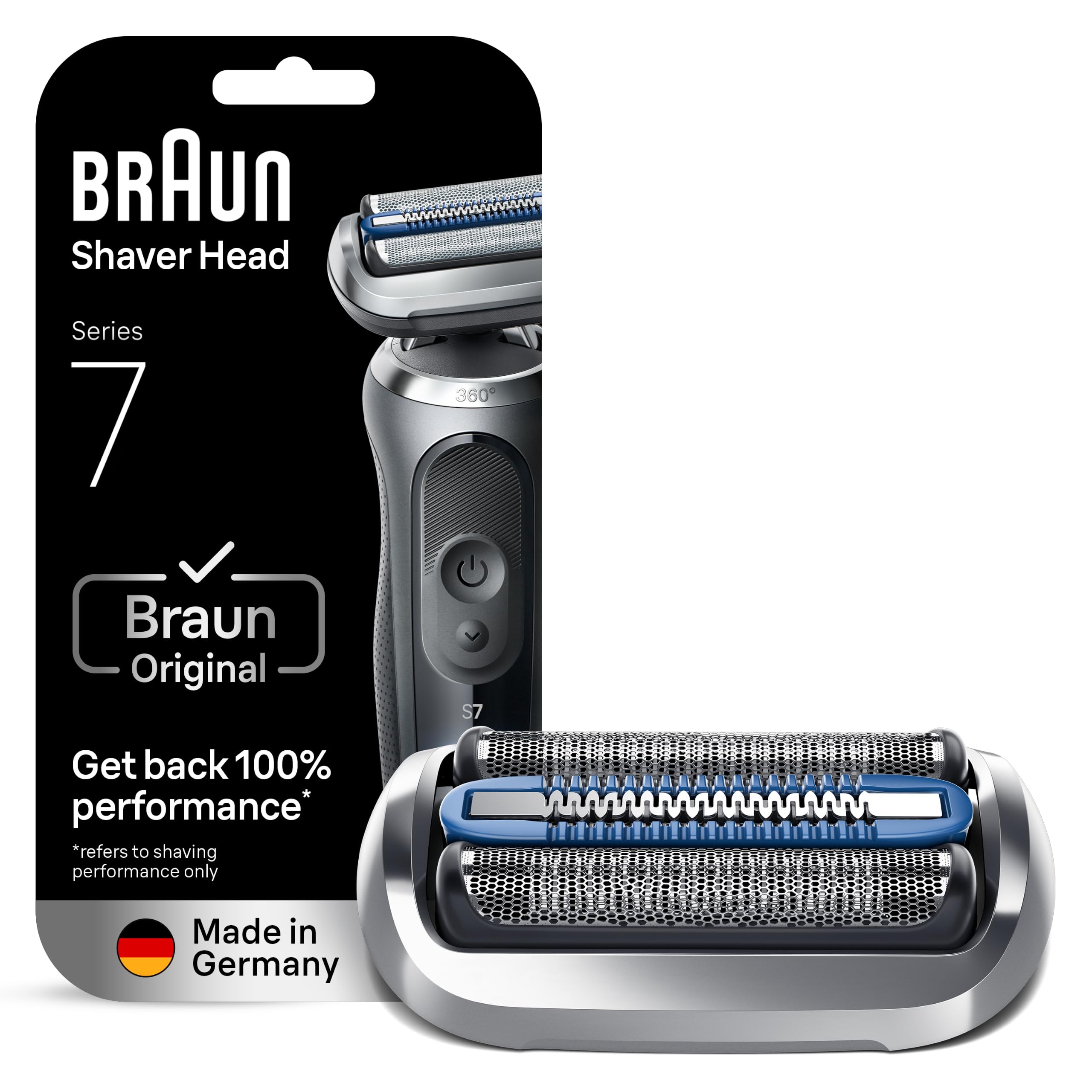 Braun Series 7 Electric Shaver Replacement Head, Easily Attach Your Shaver Head for a Shave as efficient as Day one, Compatible with New Generation Series 7 Shavers, 74S, Silver