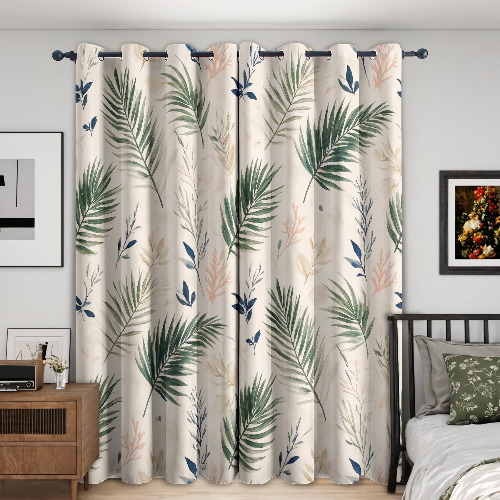 Palm Leaf Blackout Curtains 46x54 Inch 2 Panels — image 1