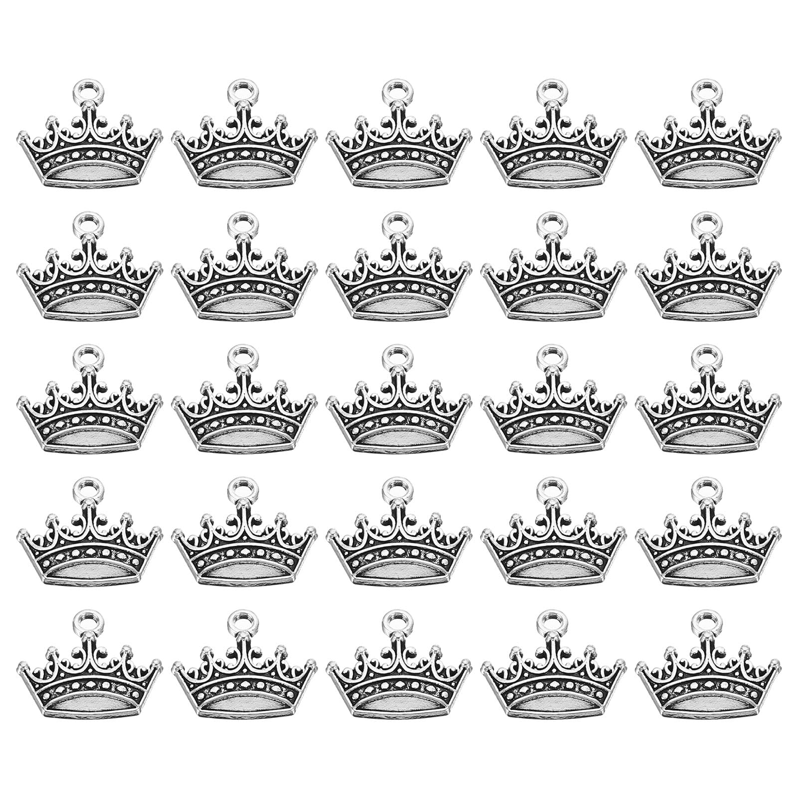 PATIKIL Crown Charm, 50Pcs Mini Crown Pendant Charm Bulk Metal Vintage Designer DIY for Making s s Wedding Crafts Queen Silver