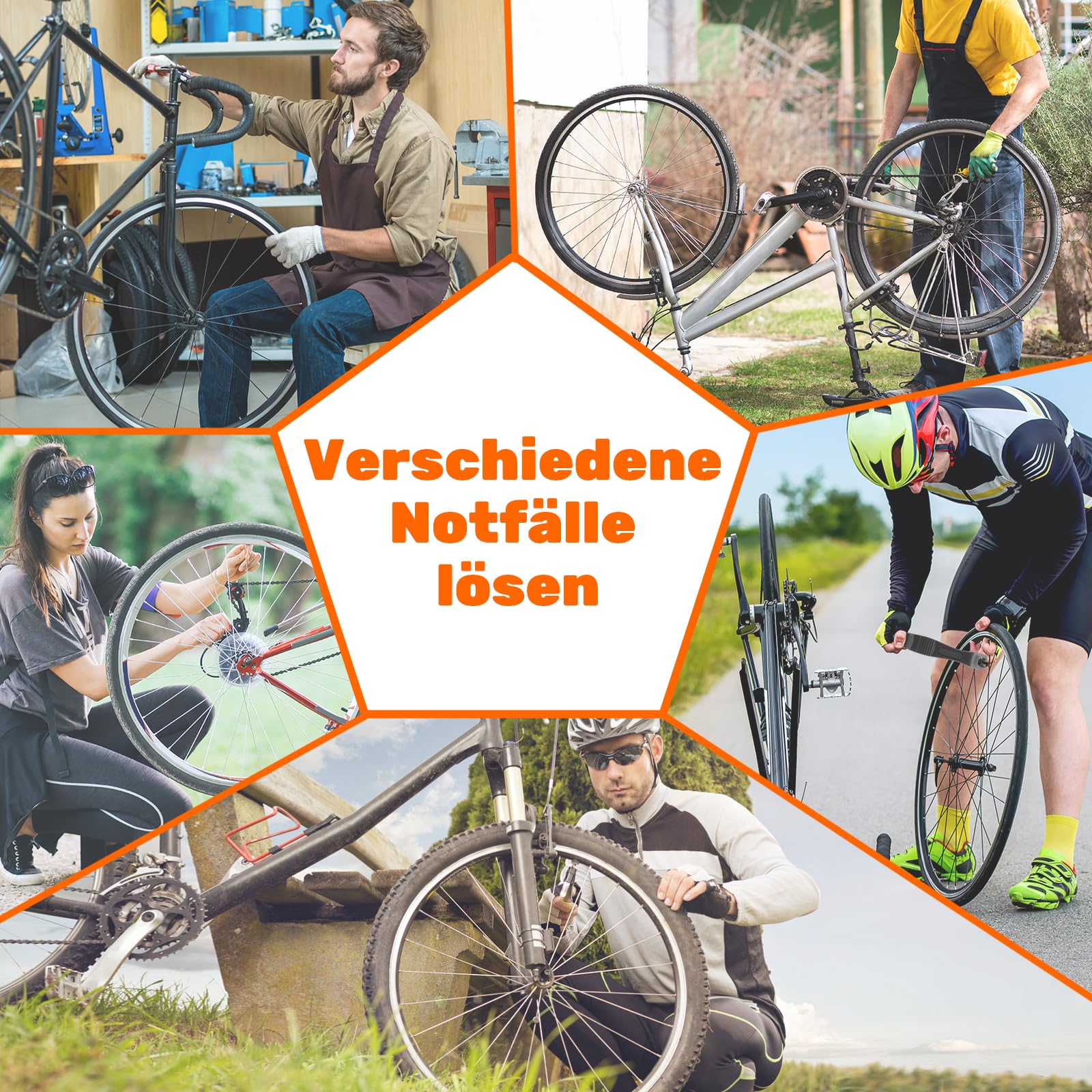 Zestaw nitów łańcuchowych do łańcucha rowerowego – szczypce i nitownica łańcucha, miernik łańcucha i napinacz łańcucha, narzędzie do 6-12 rzędów łańcucha rowerowego (zestaw naprawczy)