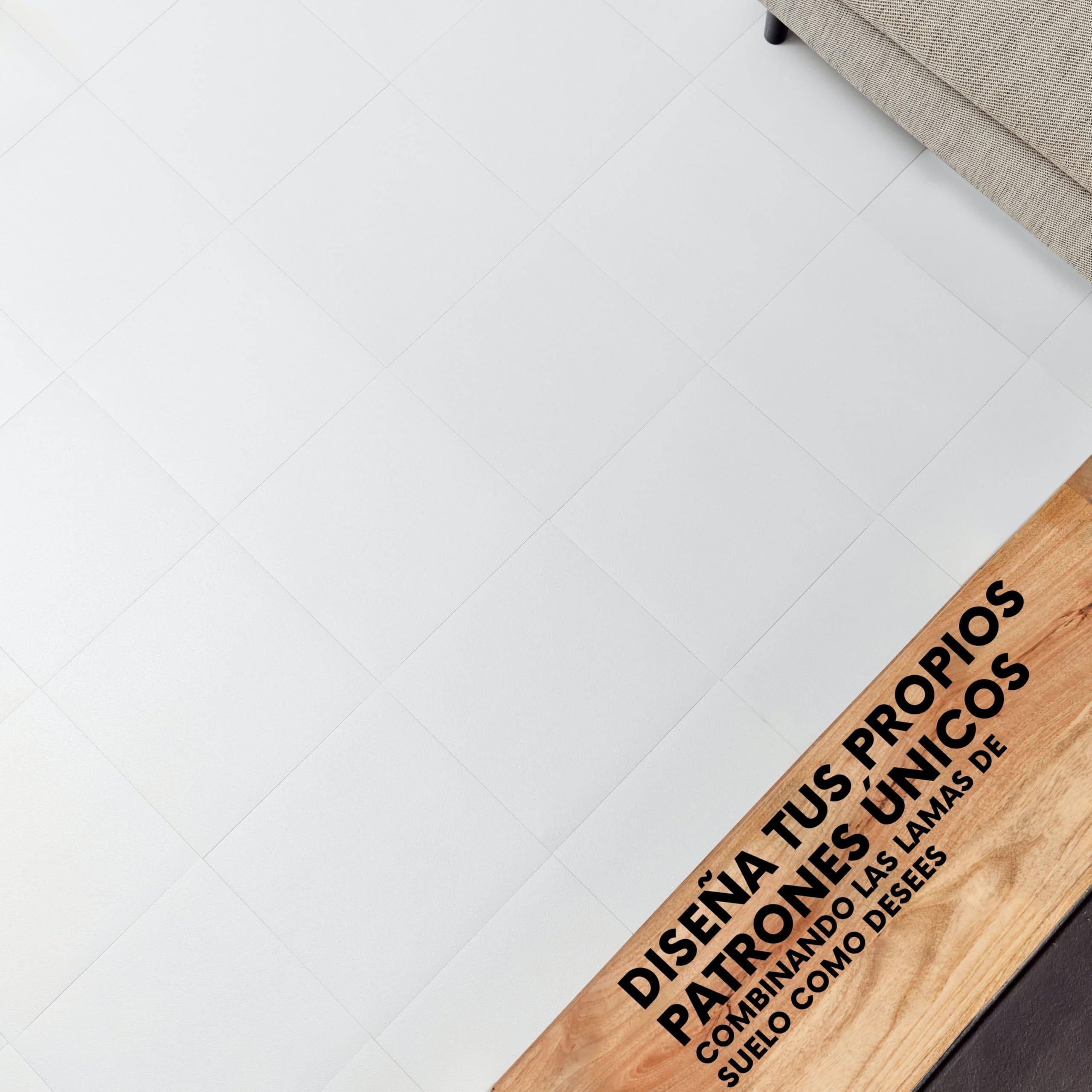 Suelo Vinilo Autoadhesivo Impermeable – Paquete de 10 Losetas Cuadradas, Cubre 0,93 m² – Cada Losa Adhesiva 30,5 x 30,5 cm – Suelo Vinílico Autoadhesivo Blanco Para Cocina, Baño y Salón