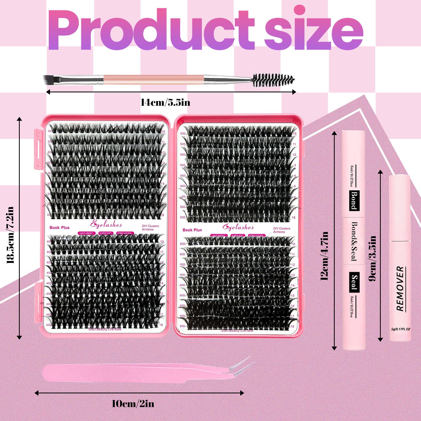 Zestaw do przedłużania rzęs DIY 720 sztuk Cluster D Curl 10-18 mm 30D 40D z klejem i uszczelniaczem