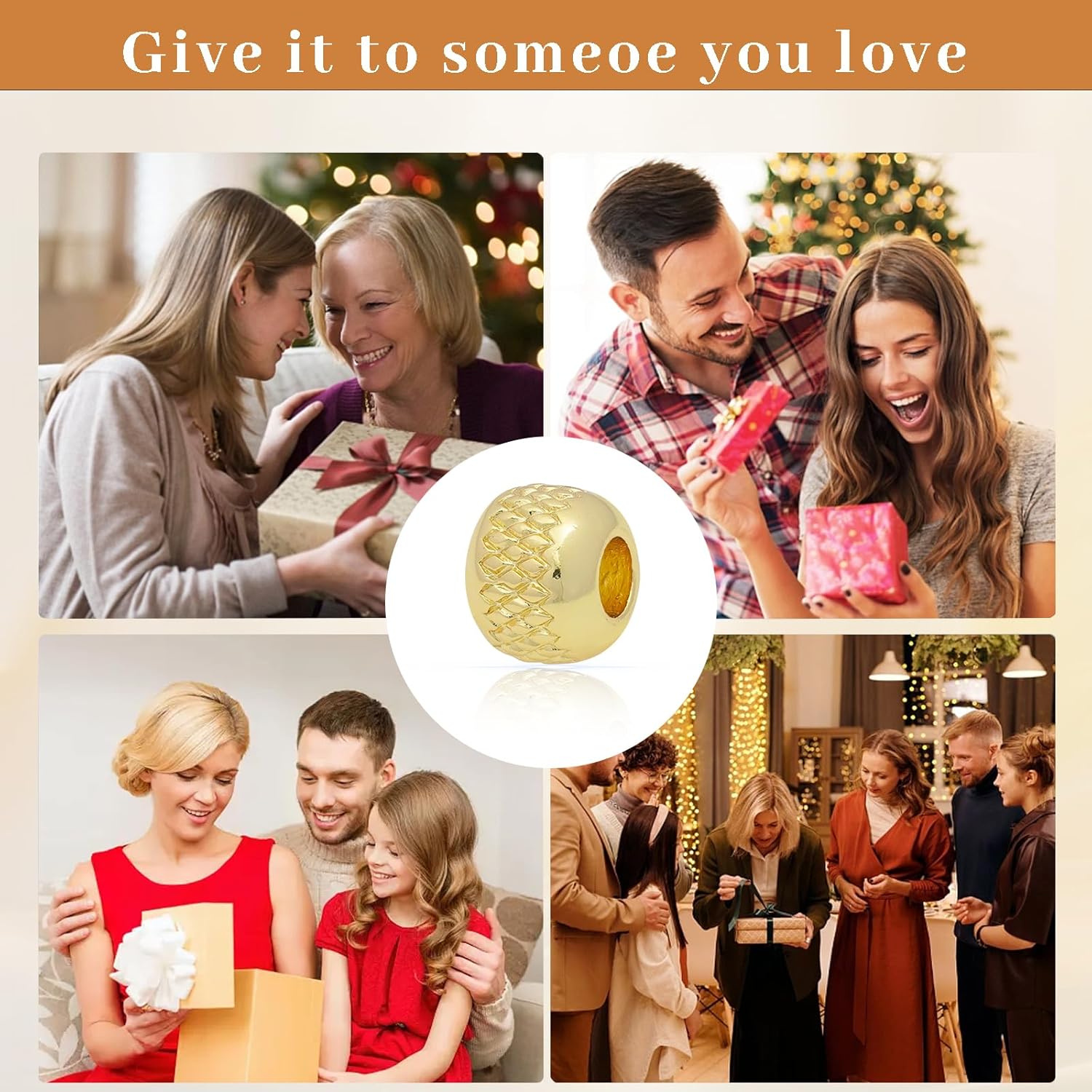 10pcs Round Large Hole Textured Spacer Beads Brass Loose Beads Charm Metal Stripe Bead for Leather Cord Snake Chain Bracelet Necklace DIY Jewelry Making (Gold) - Image 7