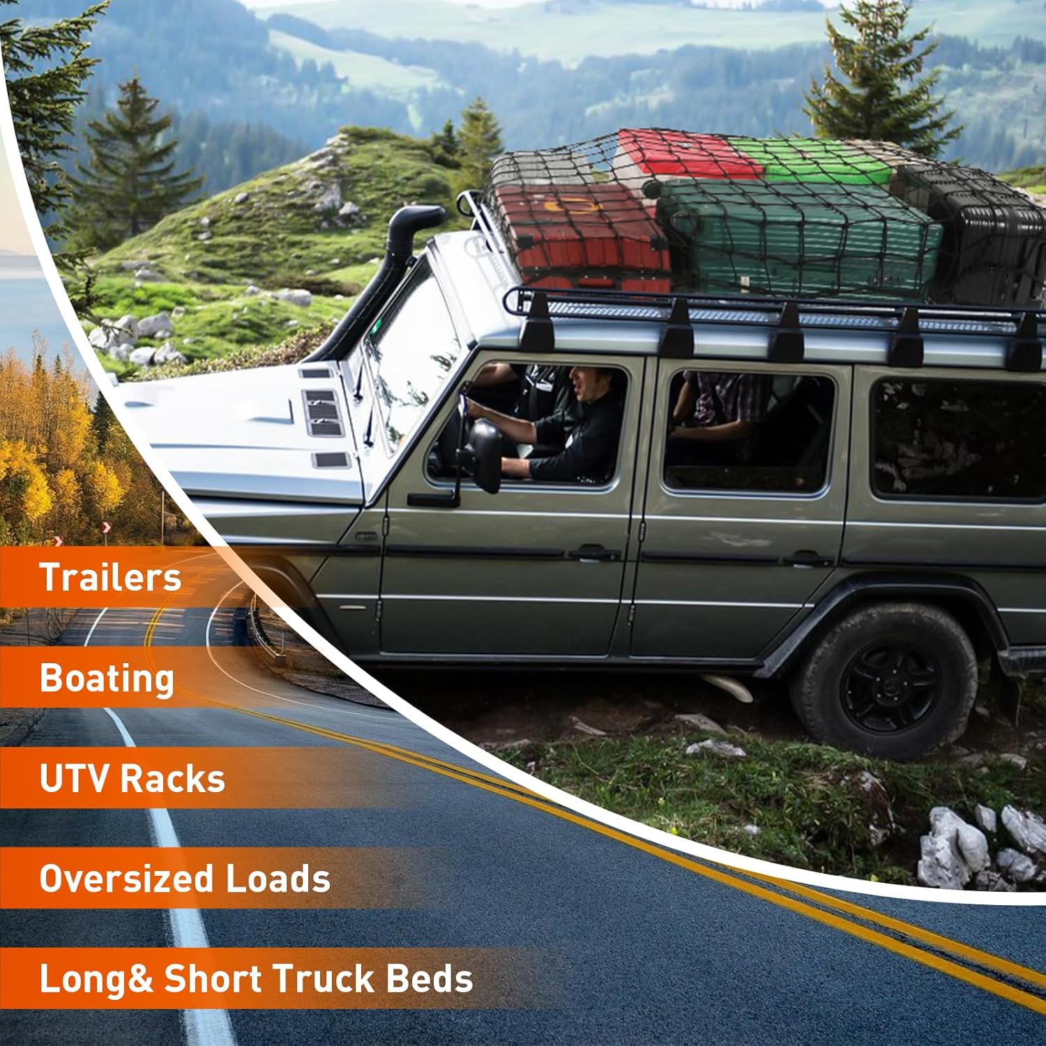 2 Pack 42"x82" Heavy Duty Cargo Net For Pickup Truck With Ratchets & E