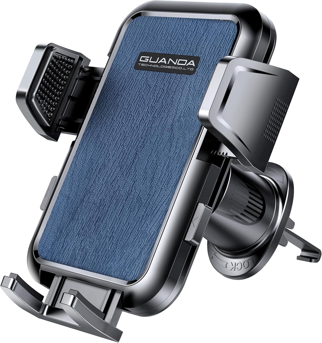 Car Phone Holder Vent Clip, Adjustable Clamp, One-Hand Release, Rotatable | Air vent car phone mount with reinforced hook, anti-vibration grip and heat-resistant design; fits iPhone and Android.