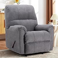 CANMOV Grey Manual Rocker Recliner Chair with Overstuffed Backrest & Arms - Soft Fabric Rocking Recliner for Adults Living Room