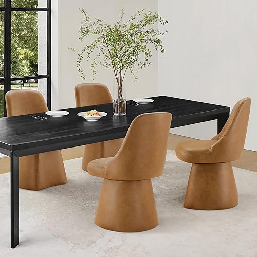 Miniatura 34 de Juego de 4 sillas de comedor giratorias, tapizadas de mediados de siglo con respaldo alto, sillas de cocina de tela de lino para comedor, Una tela