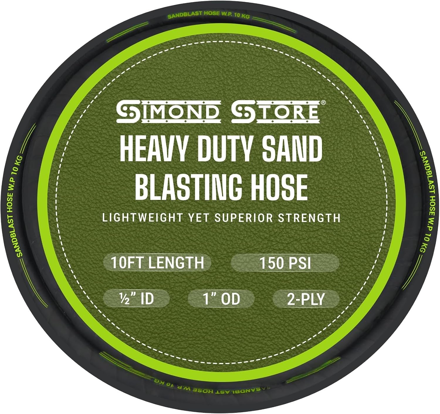 Simond Store - Sandblast Hose - Sandblasting Hose 150 psi Maximum Pressure -10' Length, 1/2" ID, 1" Outside Diameter