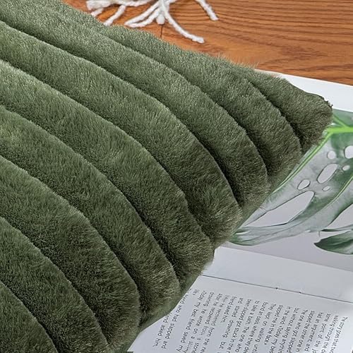 Miniatura 30 de Juego de 2 fundas de almohada de 18 x 18 pulgadas, fundas decorativas de piel sintética para cama, funda de almohada suave y esponjosa con respaldo