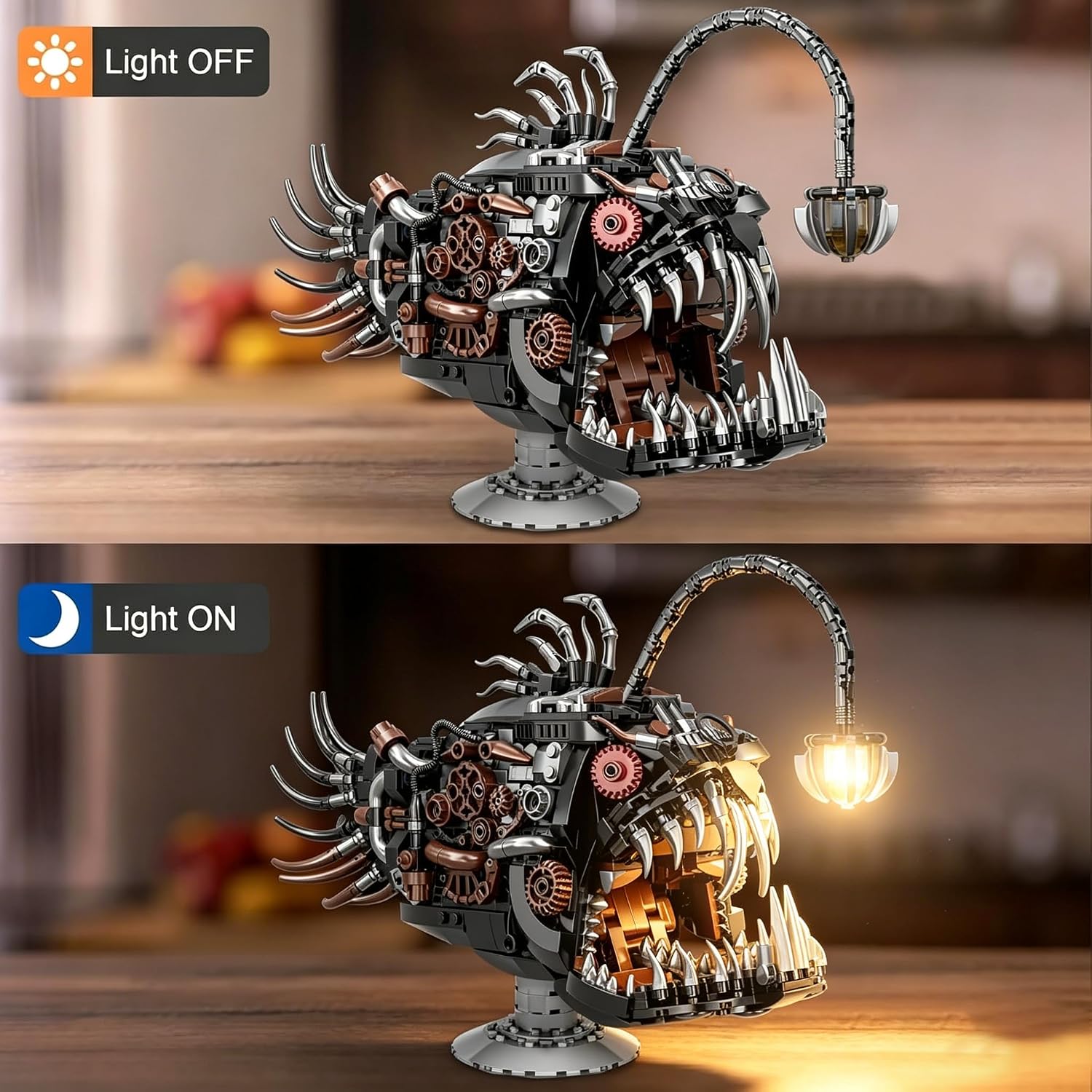 Ideas Mechanical Lantern Fish Building Sets Ocean Animals, Home Office Decor Display Set, Building Toys Gifts for Adults Teens 14+(1038PCS) image 5