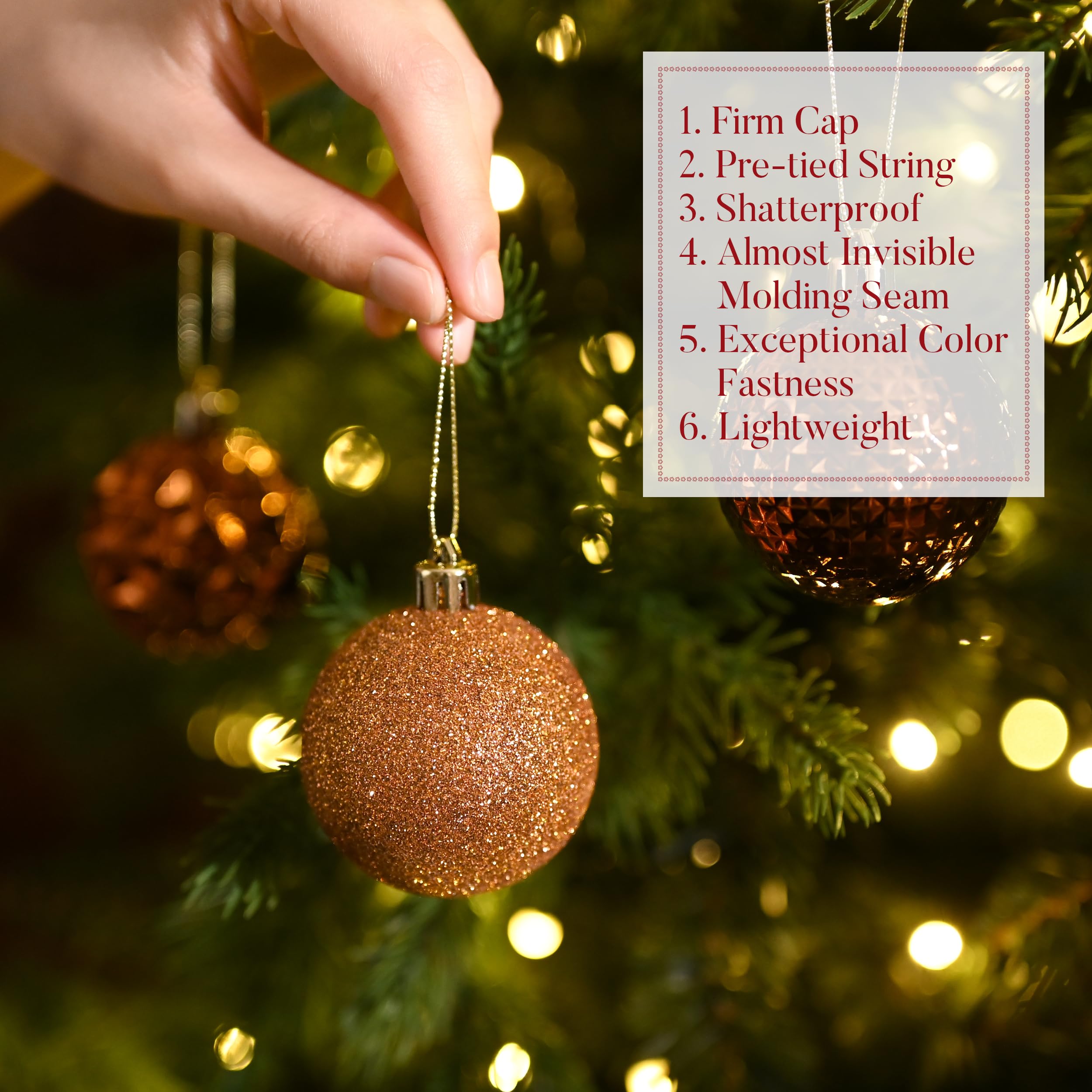 Valery Madelyn Lot de 50 boules de Noël incassables pour sapin de Noël en vrac, 6 cm, décorations à suspendre pour Noël, Saint-Valentin, Saint-Patrick, fêtes de Mardi Gras