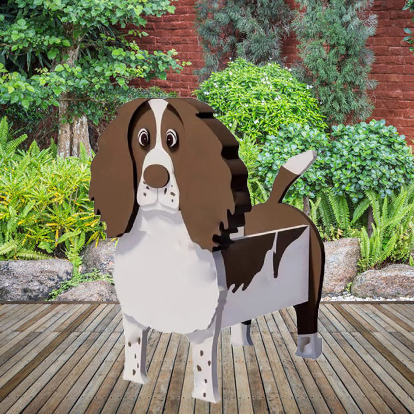 Samnuerly Dog Planter Plant Pot Cute Dog Animal Flower Pot for Garden Decoration, Springer Spaniel Handmade Planter Shape Plant Container Holder for Outdoor