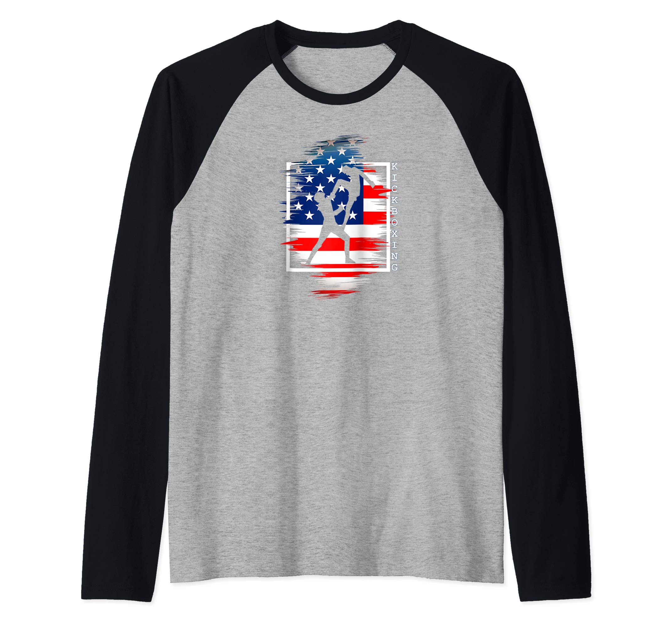 Kickboxing for Sportsman Martial Arts USA patriot Flag Raglan Baseball Tee