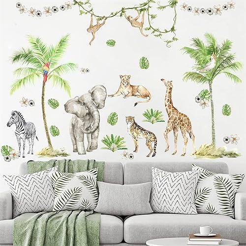 Miniatura 6 de Calcomanías de pared de animales de la selva, calcomanías de pared de animales del bosque, calcomanías de pared para bebés, niños y niñas