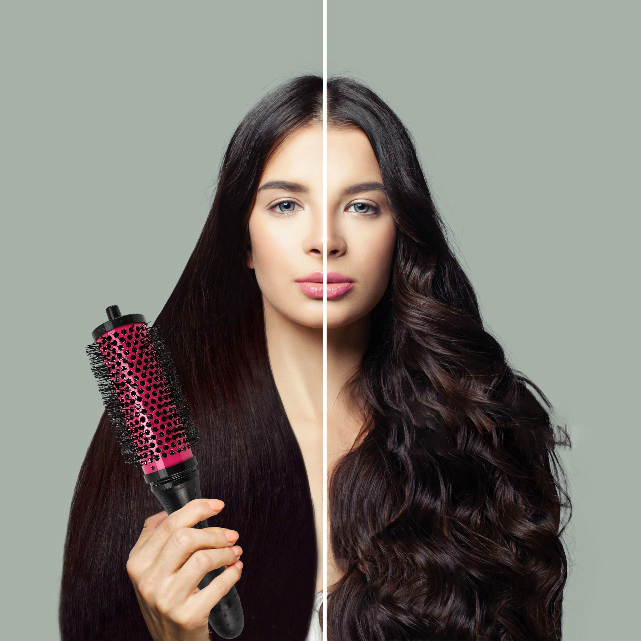 Juego de 12 cepillos de pelo con mango desmontable con posicionamiento, barril de cerámica, peine rizador de peluquería (3 tamaños)