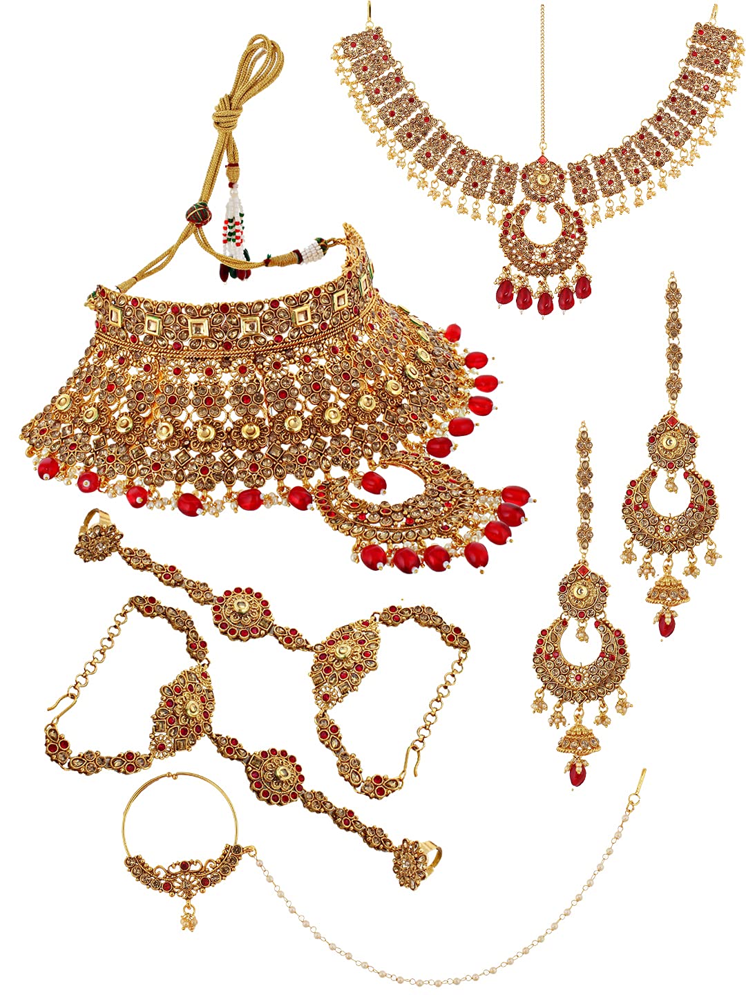 See full amazon price history chart for Lucky Jewellery Bridal Dulhan Designer Golden Red Color Pearl Stone Wedding Set 7 pcs. for Girls & Women (4125-G2ZR-225SM-LCT-RED) Lucky Jewellery Bridal Dulhan Designer Golden Red Color Pearl Stone Wedding Set 7 pcs. for Girls & Women (4125-G2ZR-225SM-LCT-RED) (B082XD7C8S) Amazon Price History, Amazon Price Tracker