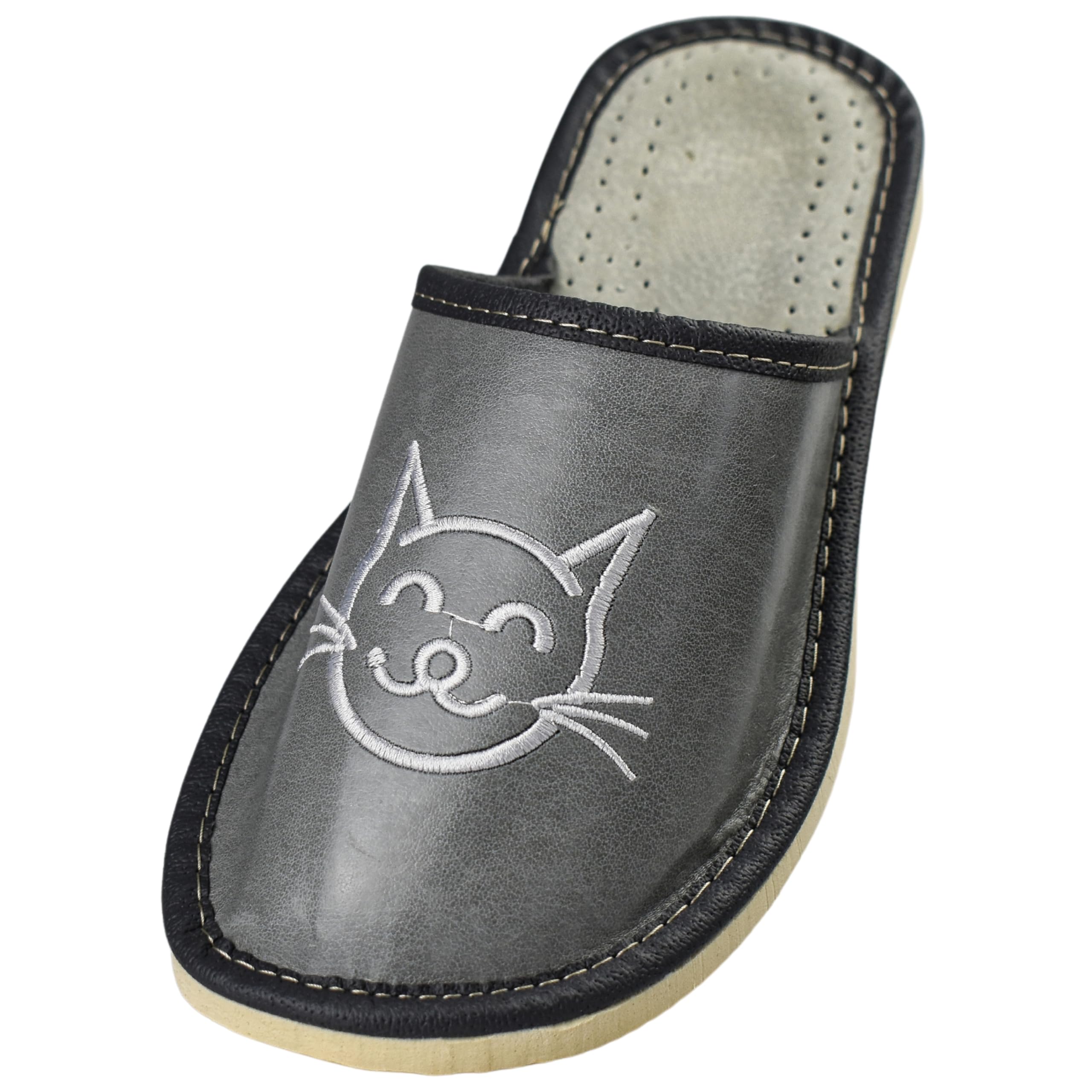 APREGGIO - Herren Hausschuhe aus Leder – Slip-On, Pantoffeln