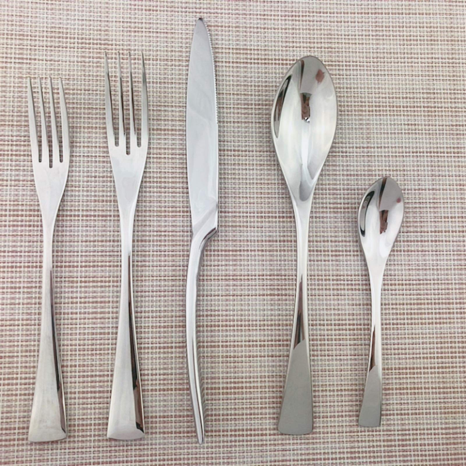 Silver 5pcs / Set Portable Couverts réutilisables Couteau Couteau Couteau à fourche à cuillère à la cuillère à café de cuillère à café de cuillère à thé en acier inoxydable (Color : Silver)