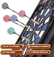 Vista 7 de WIN.MAX Electronic Dart Board Cabinet Set, LED Electric Digital Dart Boards for Adults with Cabinet, Includes 12 Soft Tip Darts