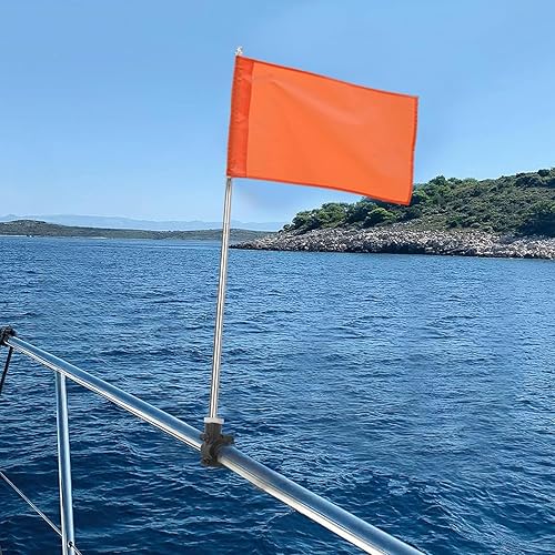 Orange Boat Flag with Replacement Flag, 12” x 18” Water