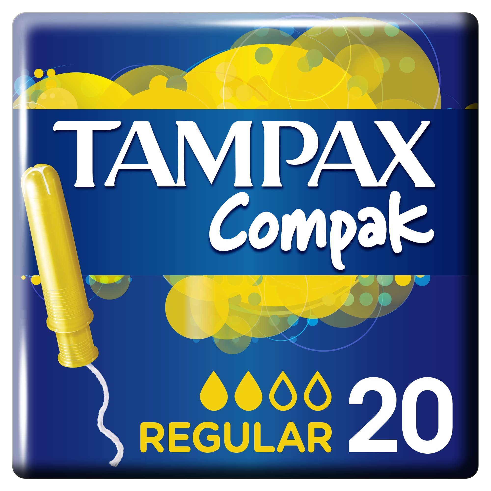 Tampax Compak Regular Tampons Applicator, 20 count