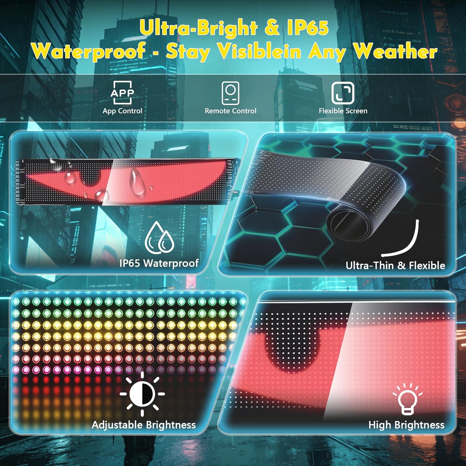 Devil Eyes Light for Cars – 23.6''x4.7'' LED Eyes for Car Windshield | Perfect Sync, Programmable Patterns, App/Remote Control | for Sedans, SUVs, Medium Trucks – Custom Dynamic Sign (2-Pack)