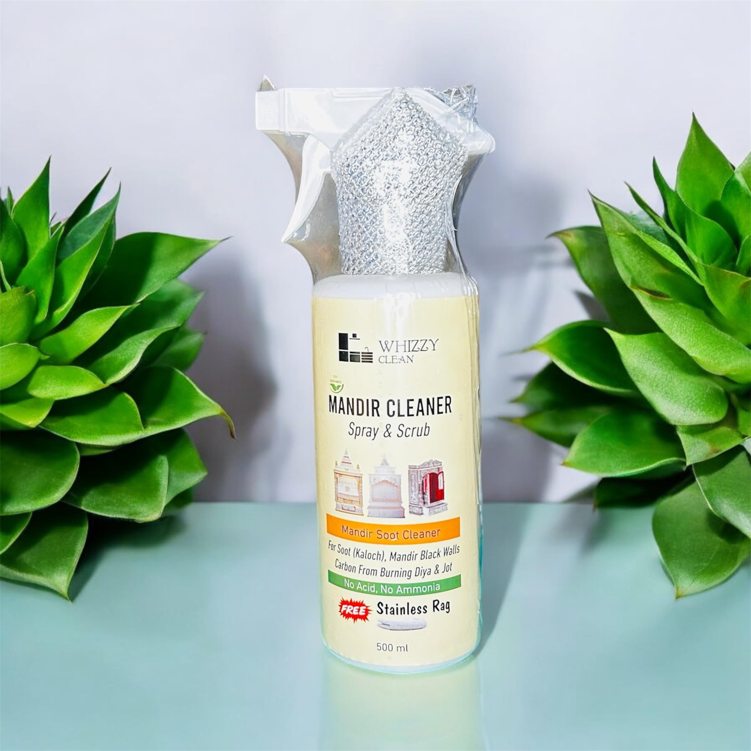 Whizzy Clean Mandir Cleaner Spray & Scrub – 500ml | Soot & Carbon Remover | No Acid, No Ammonia, Organic | Free Stainless Steel Scrub Pad (1) (B0DH8FNXLK) Amazon Price History, Amazon Price Tracker