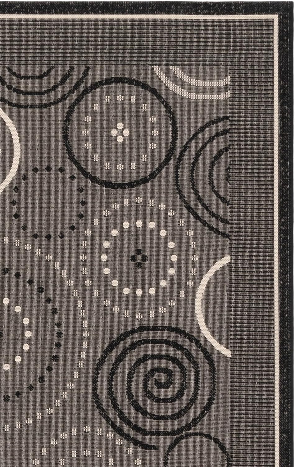 SAFAVIEH Washable Rug Outdoor Courtyard Collection - 5'3" x 7'7", Black & Sand, Non-Shedding & Easy Cleaning, Ideal for Patio, Backyard, Mudroom (CY1906-3908)