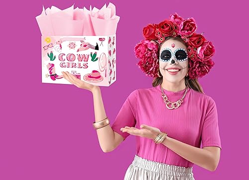 Miniatura 9 de ysmile Bolsa de regalo de vaquero para hombres y niños, bolsa de papel grande de 13 pulgadas, pañuelo, individual 1 paquete