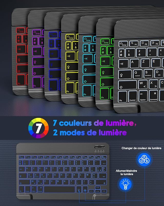 TECURS Bluetooth Billentyűzet és Egér Tabletre iPad Samsung Lenovo Android iOS Fekete