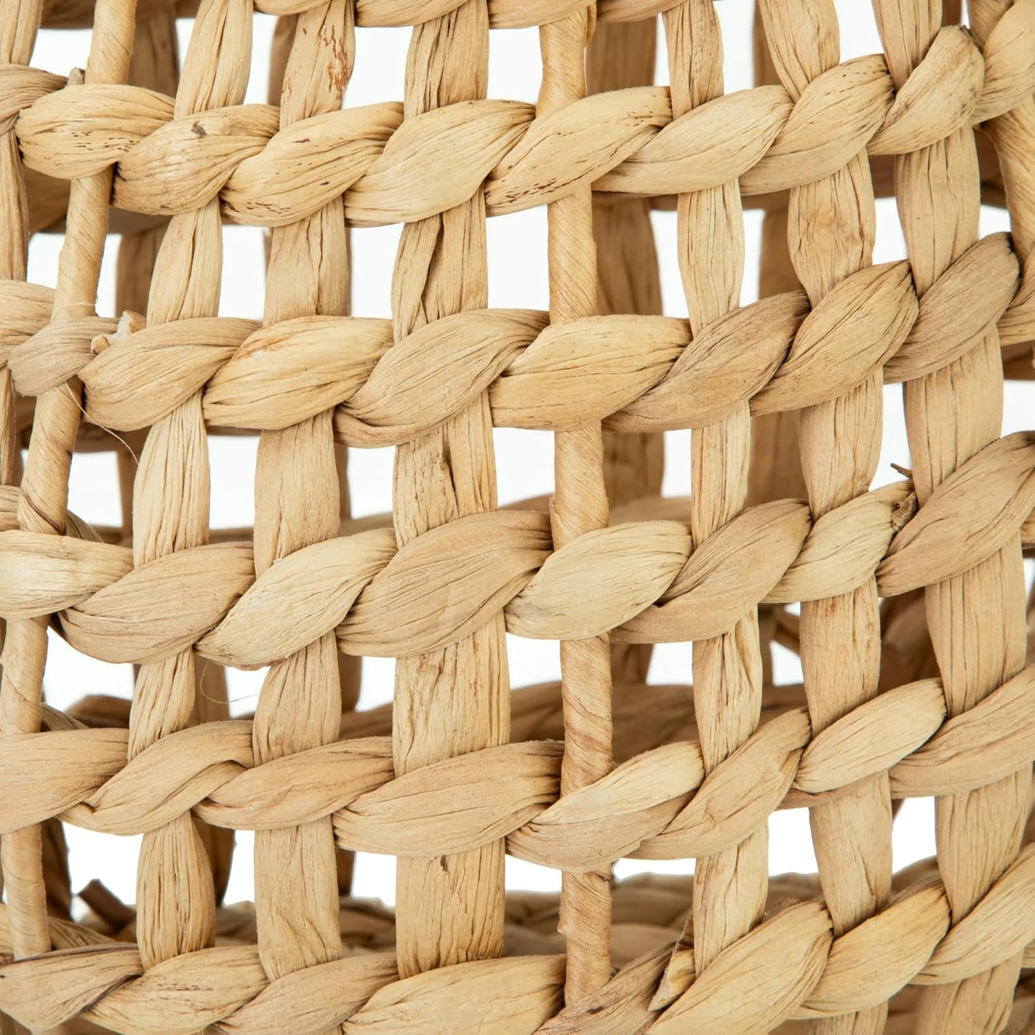 Water Hyacinth Hanging Basket with Faux Leather Strap - Handwoven Boho Wall Basket for Plant Flower Storage Home Decor (1)