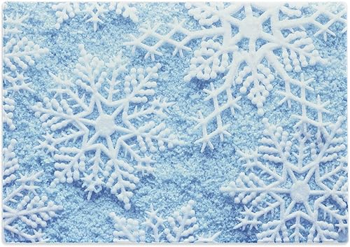 Lunarable Tabla de cortar nieve, ilustraciones cristalizadas de copo de nieve en Feliz Navidad simbólica de nieve simbólica, tabla decorativa de