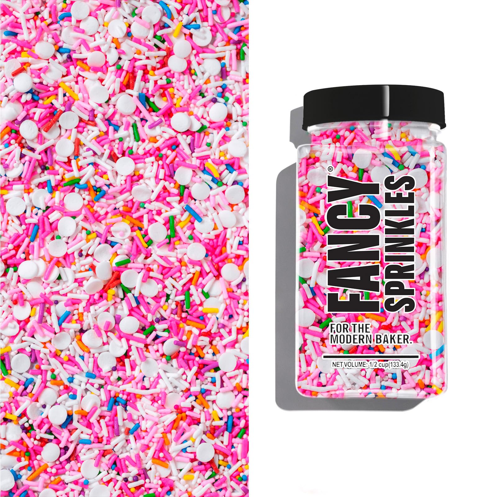 Fancy Sprinkles Pink Pinata Sprinkles, Real Sugar, For Ice Cream, Cookies, Cakes, Cupcakes, Dessert Decorating, Pink & Rainbow Sprinkles (0.5c)