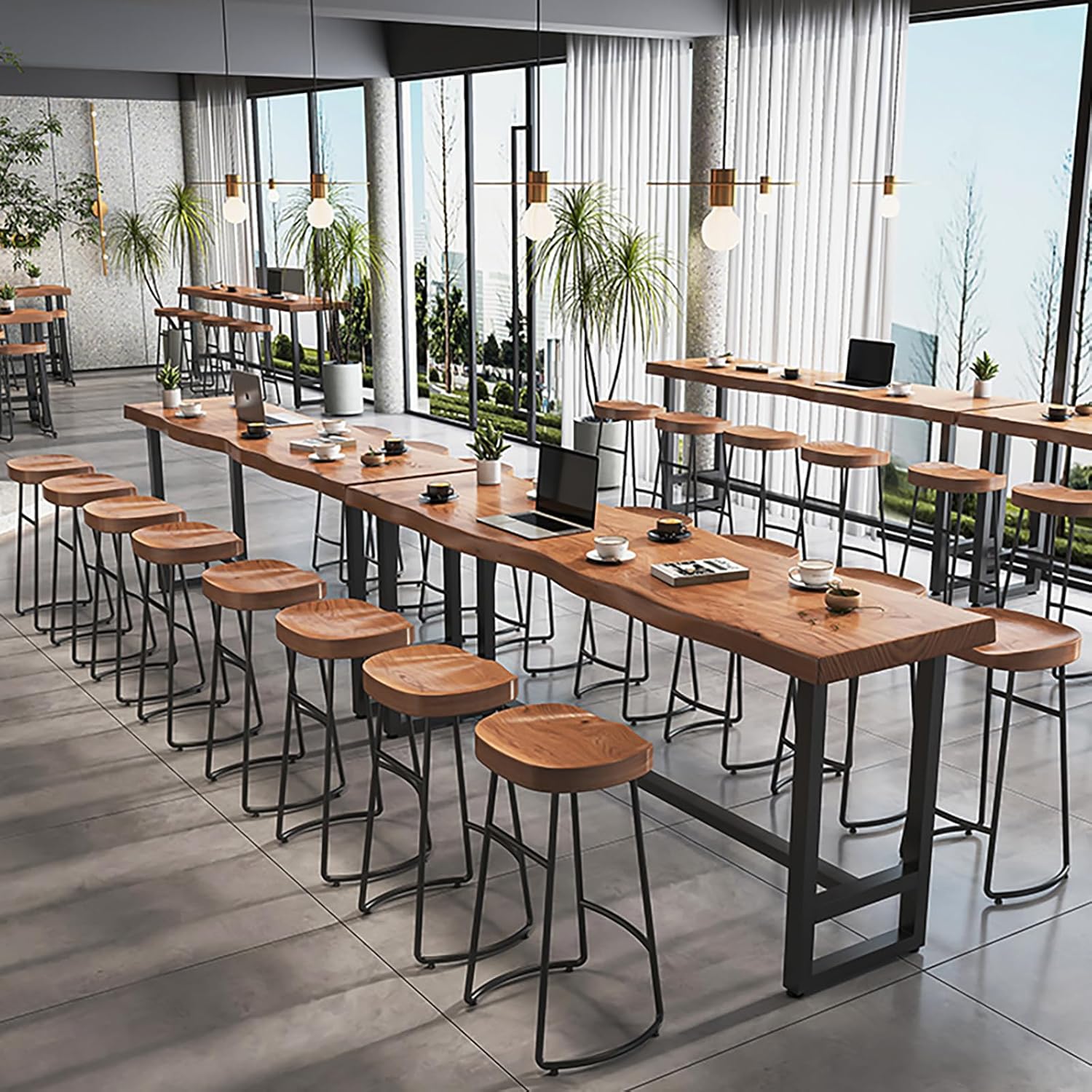 Farmhouse Bar Table,Rustic Bar Height Table,Counter Height Dining Table,Solid Wood Pub Table,2 in Thick Live Edge Top for Kitchen,Dining,Coffee Bar,or Restaurant(Stool not Included)