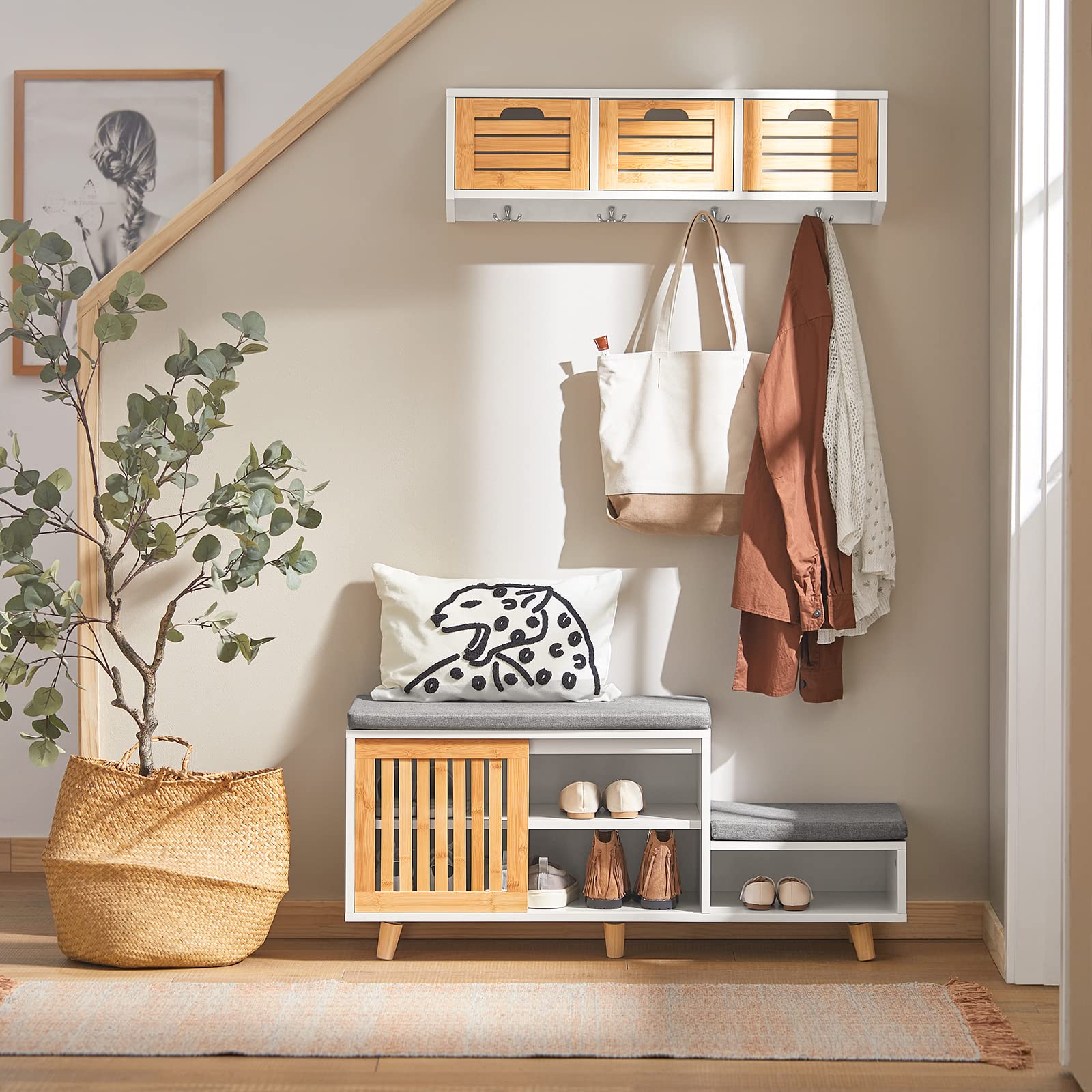SoBuy Panca scarpiera per bambini 101x35x46cm per ingresso