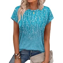 Alaroo Womens Summer Tops Short Sleeve Shirts Crew Neck Cute Trendy Tunic Blouses S-3XL