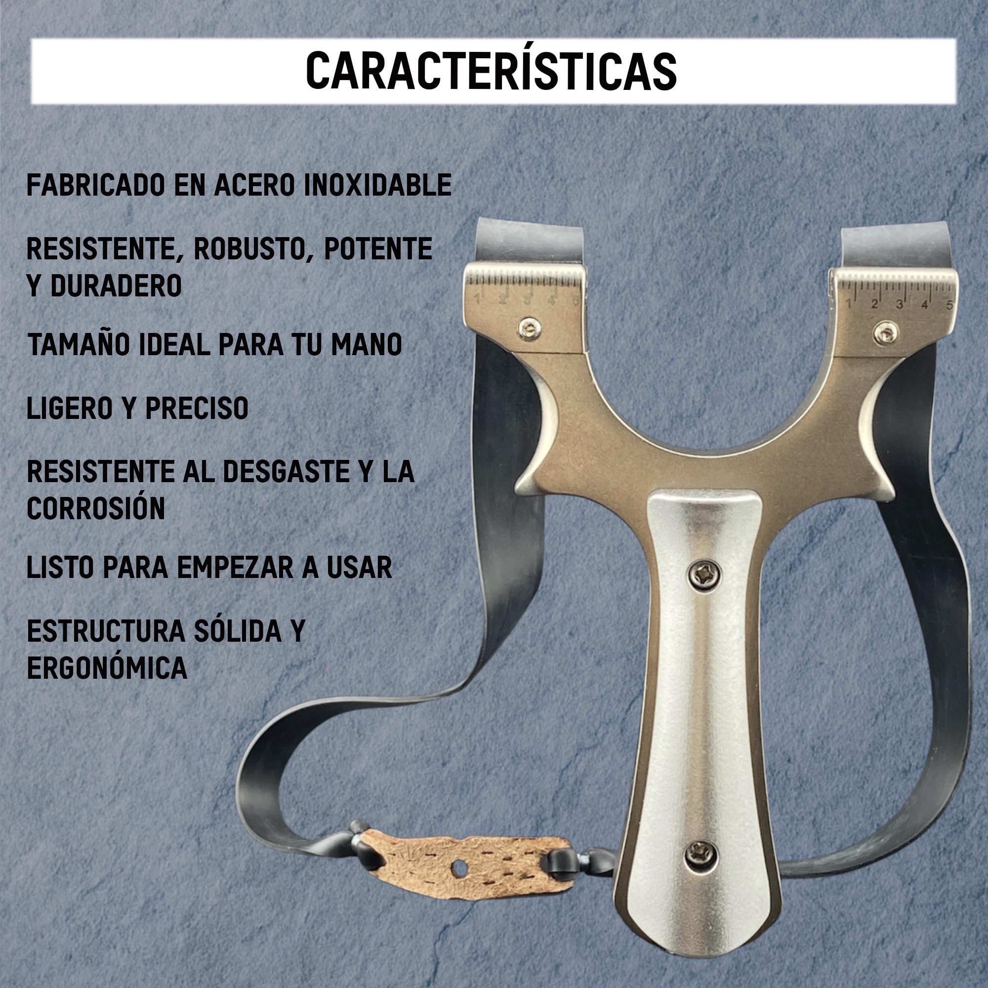 VENTURA SPORT PRO Tirachinas Clásico de Acero Inoxidable + 100 Gramos Munición de Arcilla 9 mm - 4