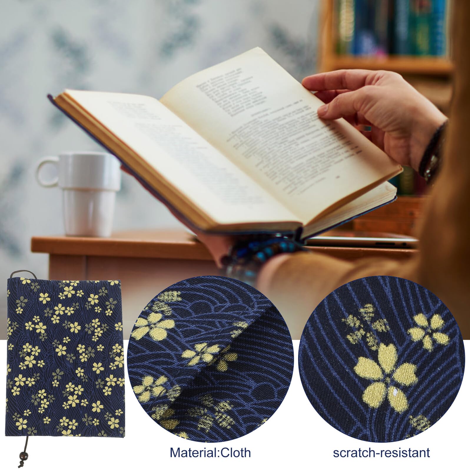 ARTIBETTER 4 pezzi Copertina Libro Stoffa Decorativa Protezione Tessile Riutilizzabile per Copertina Custodia Leggera e Resistente per Libri Scolastici e Taccuini