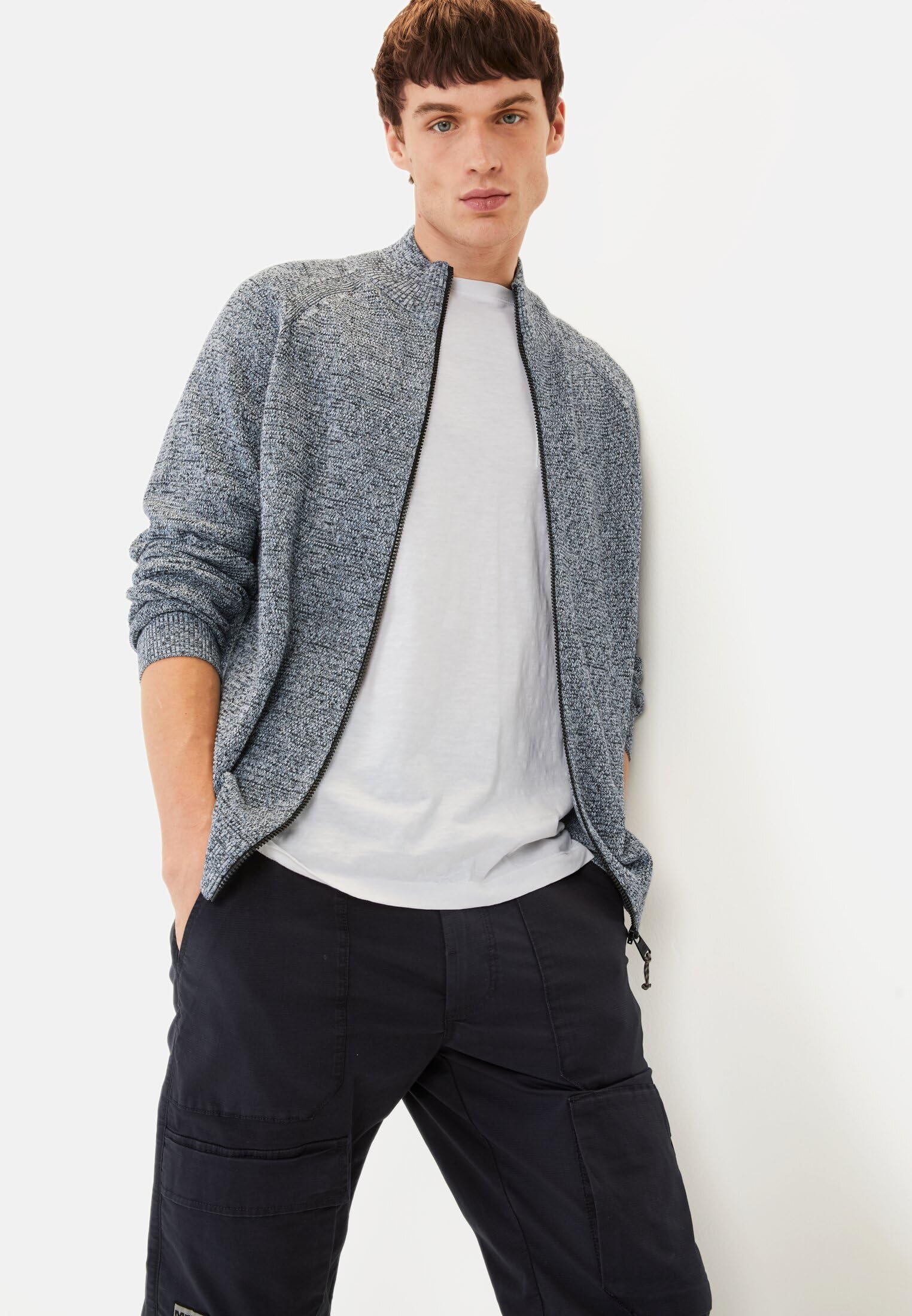 camel active Herren Strickjacke aus Baumwolle