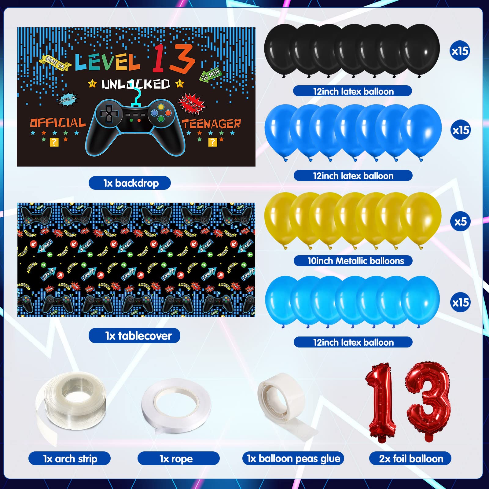Amazon.com: BBTO 13th Video Game Birthday Party Decorations