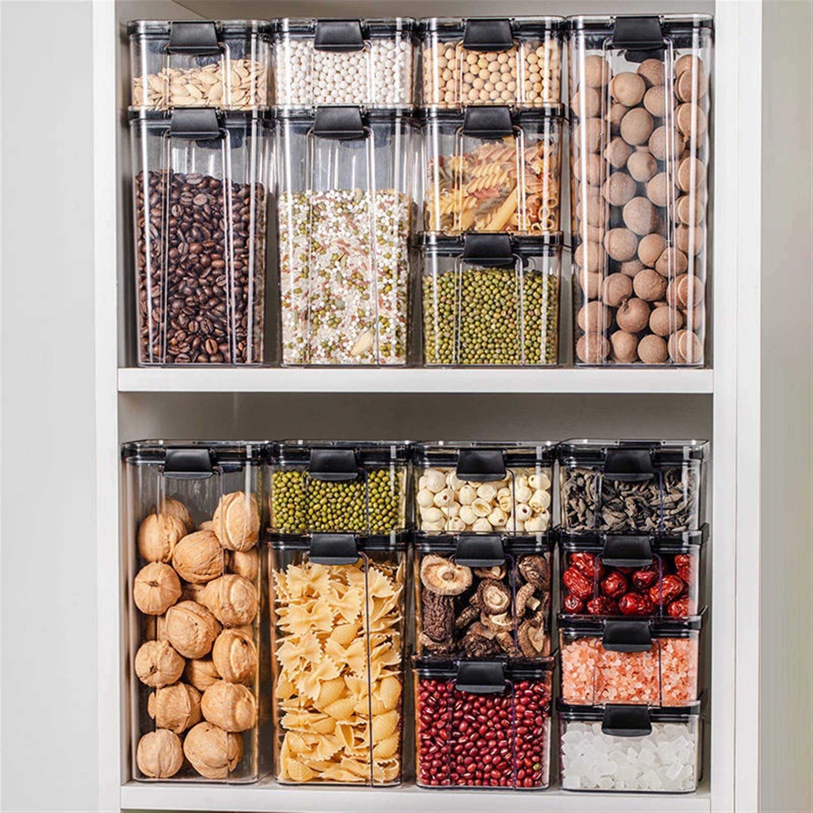 Set di contenitori Trasparente Plastica Storage Jar Kitchen Frigorifero Frigorifero contenitore alimentare interamente cereali da noce spice serbatoio di stoccaggio contenitori da cucina set Dispense