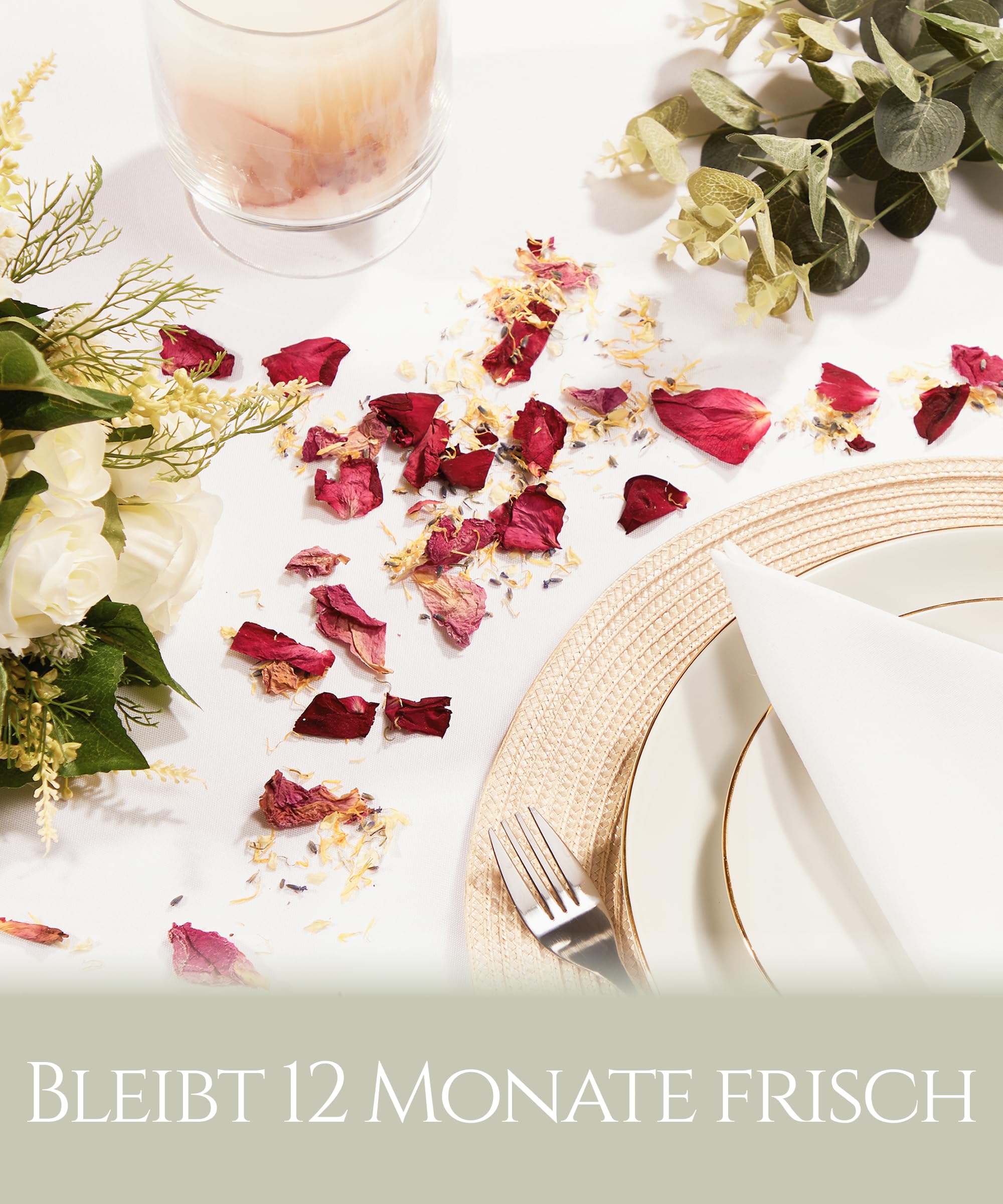 Flora & Bloom Biologisch abbaubares Konfetti mit vorgebauten Kegeln, getrocknete Blumen für 48 Gäste (6 Liter).